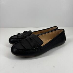 Talbots Everson Kiltie Penny Keeper Women's 5.5M Black Leather Driving Moccasins